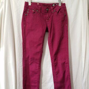 Miss Me Women’s Skinny Jeans – Size 28 – Raspberry Wash – Angel Wings Rhinestone